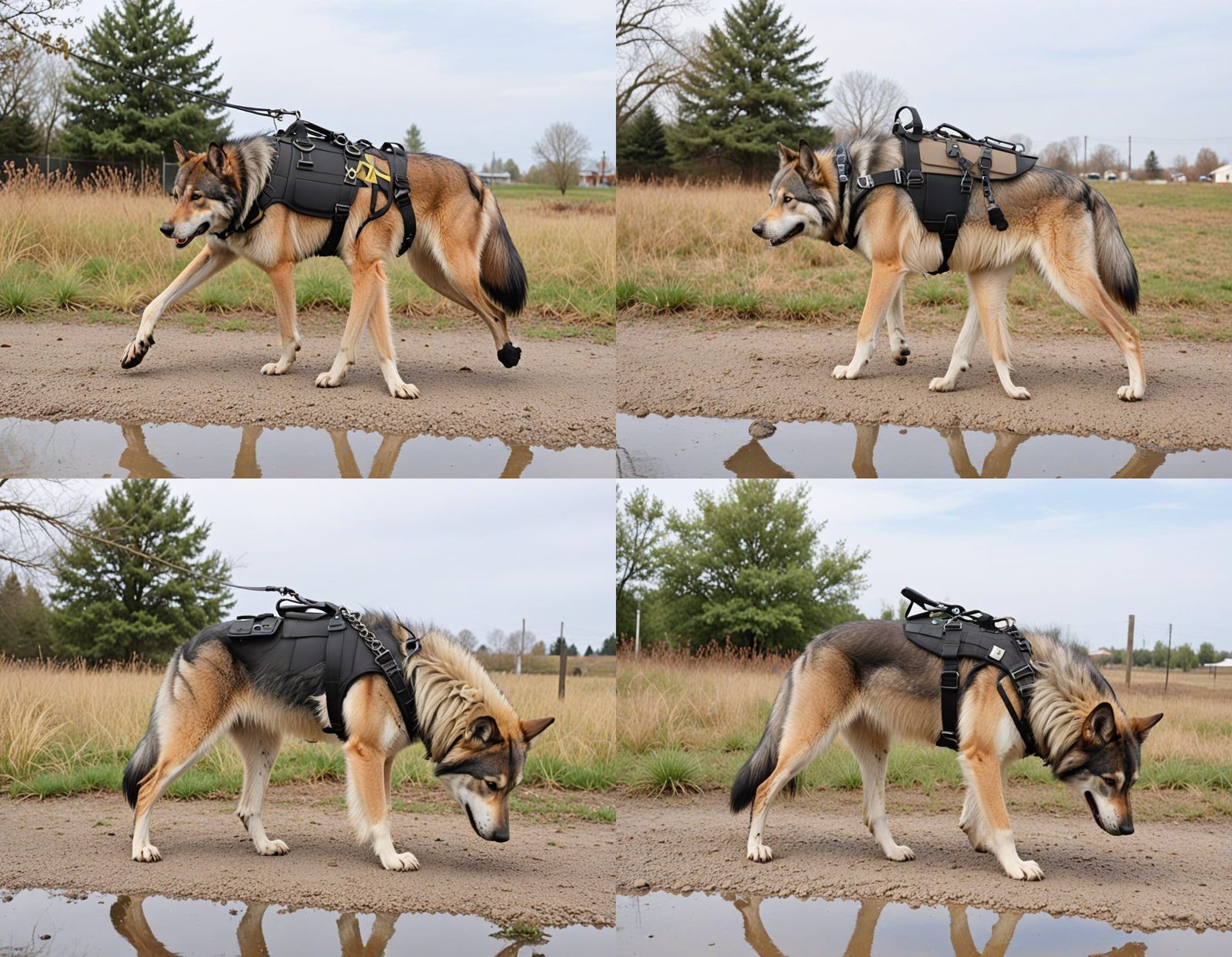 Majestic Wolfdog in Police Harness