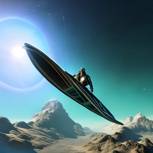 Silver Surfer in Azure Sky, Nebula, Hyperdetailed Concept Ar...