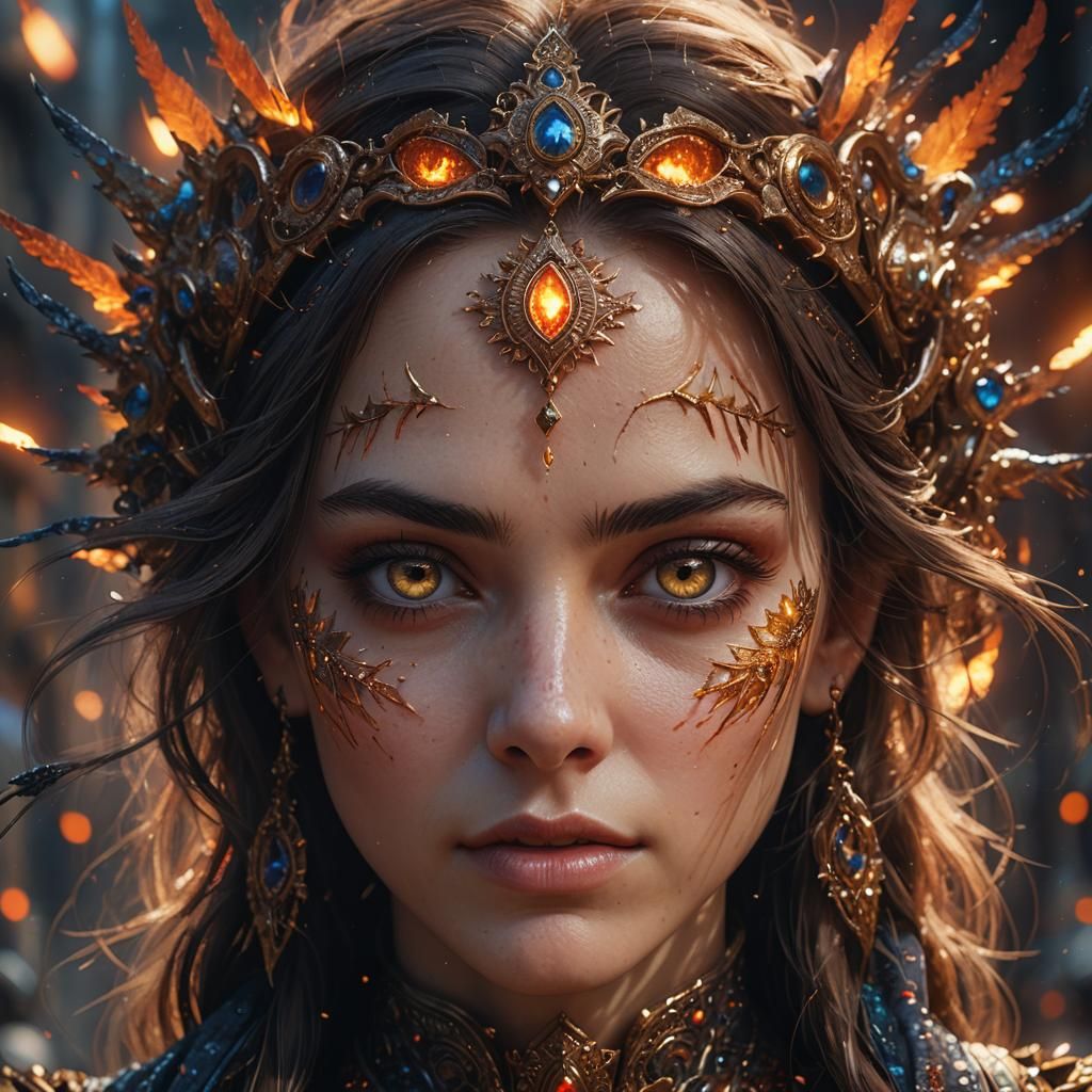 Ember Eyes: A Detailed Fantasy Portrait