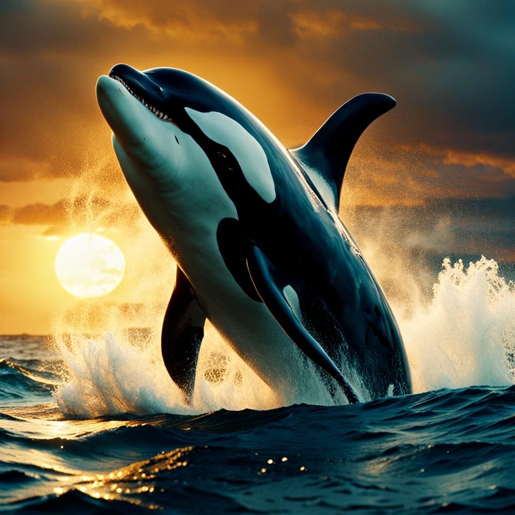 Epic Orca Ride: Cinematic Film Still