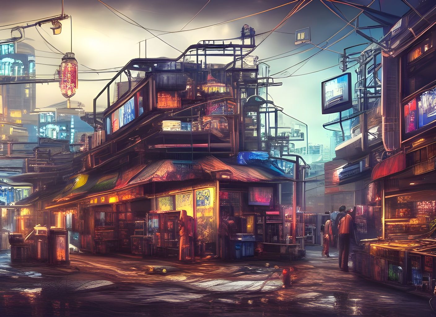 Cyberpunk Black market area