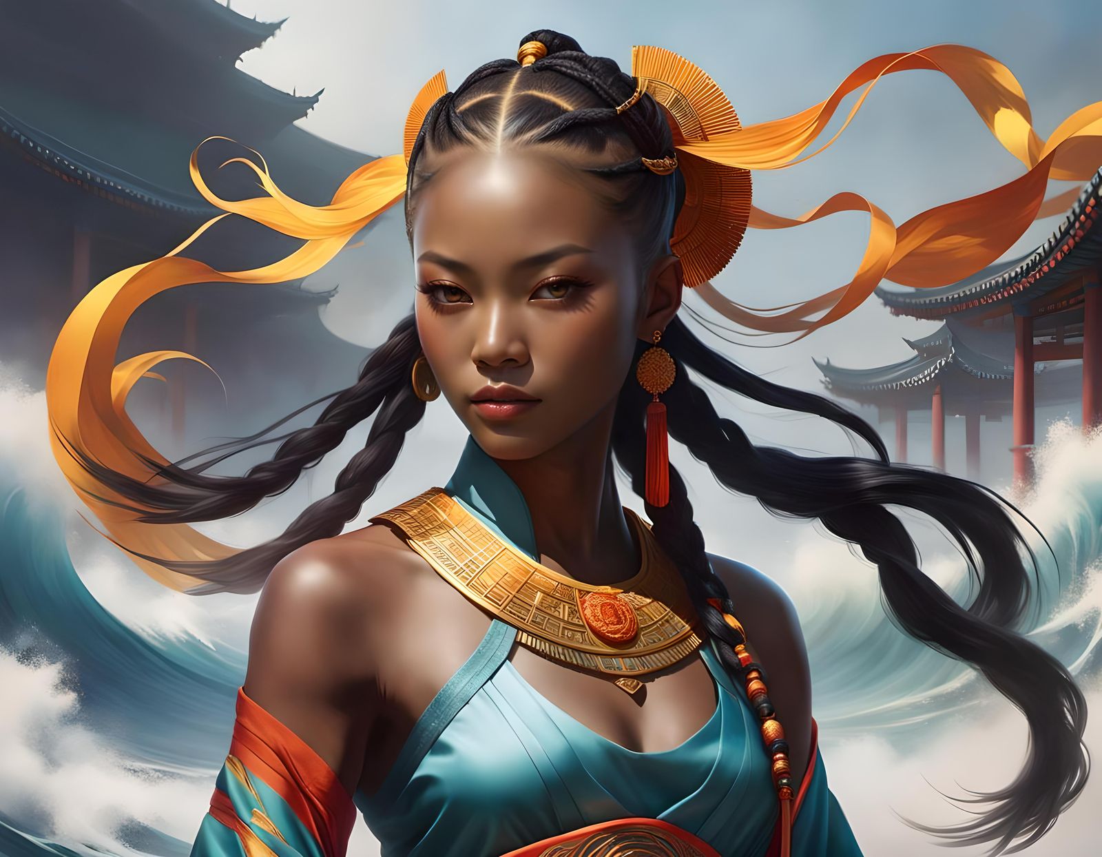 Hyperrealistic Portrait of an African-Chinese Sea Shaolin