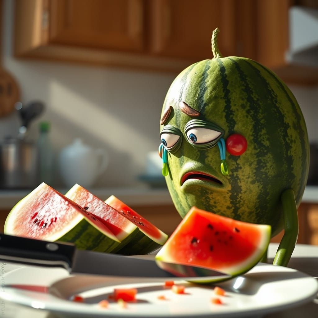 Watermelon's Kitchen Nightmare in a Bokeh Scene