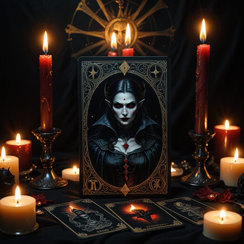 Vampire Tarot Cards: Gothic Oil Painting with Mystical Atmos...