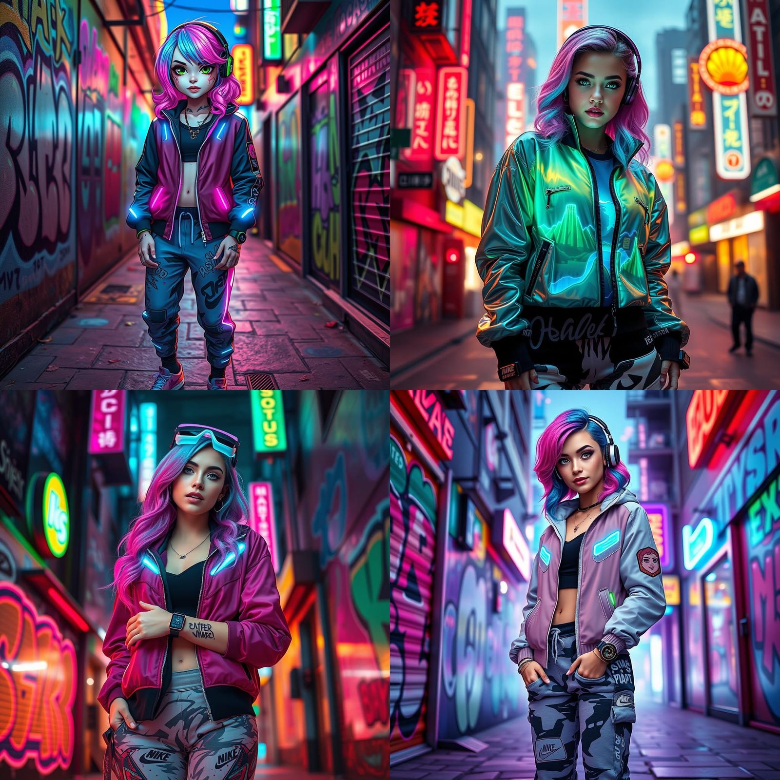 High-Tech Avatar with Pink Hair and Nike Dunks