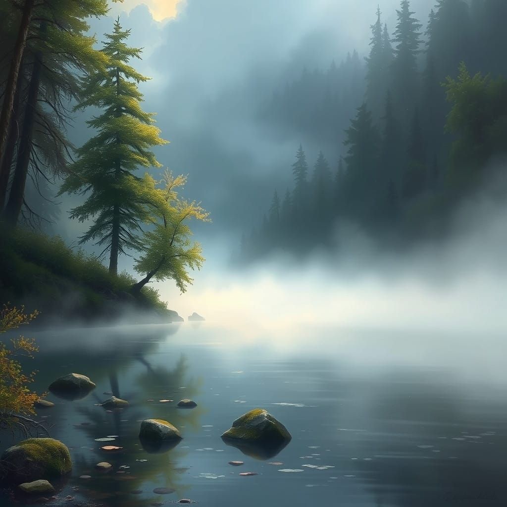 Misty Ethereal Fantasy World with Water