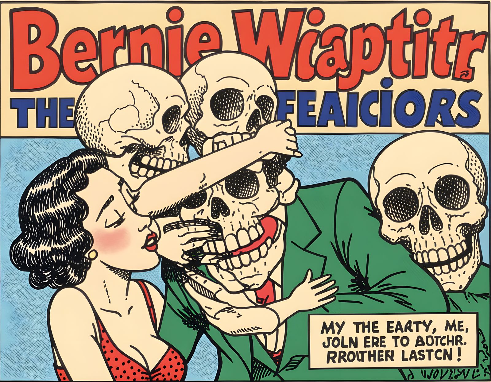 Bizarre Skull in Vaudeville Style, Pen and Ink