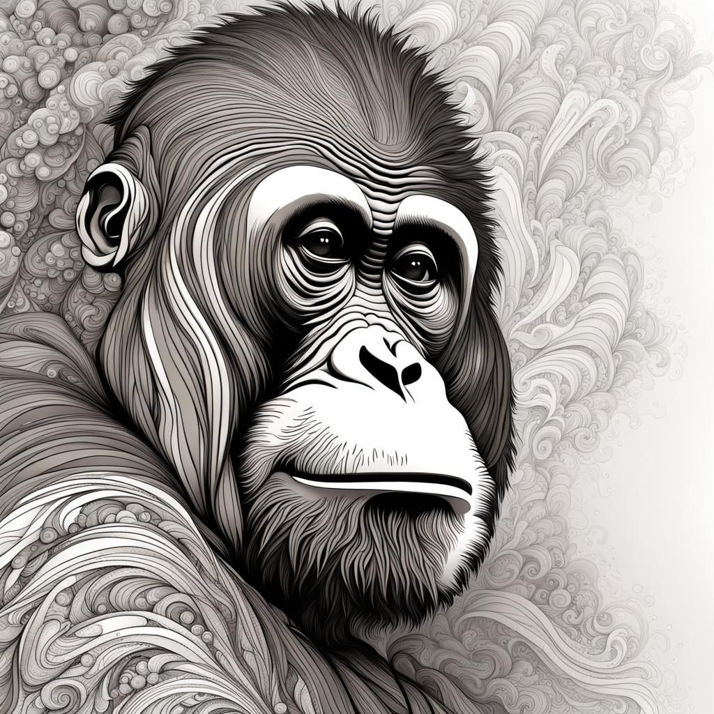 Abstract Orangutan Fractal Vector Art in 3D