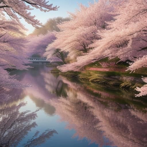 Wolf in Cherry Blossoms Digital Art