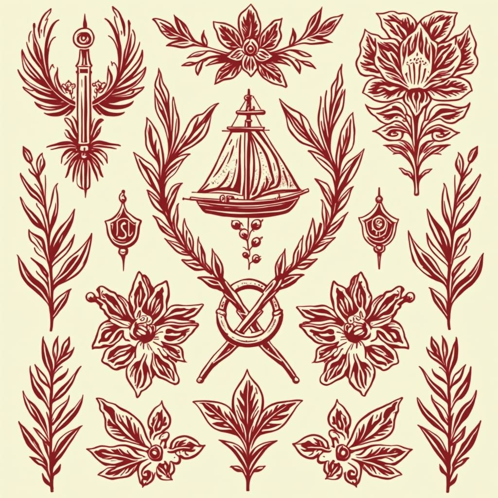 Vintage American Traditional Tattoo Flash Art