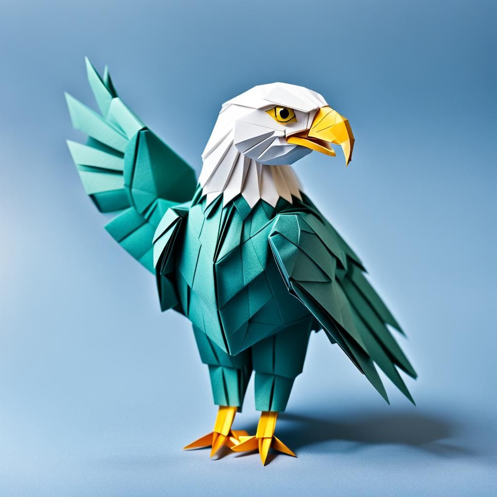 Detailed Origami Eagle Papercraft in 8K