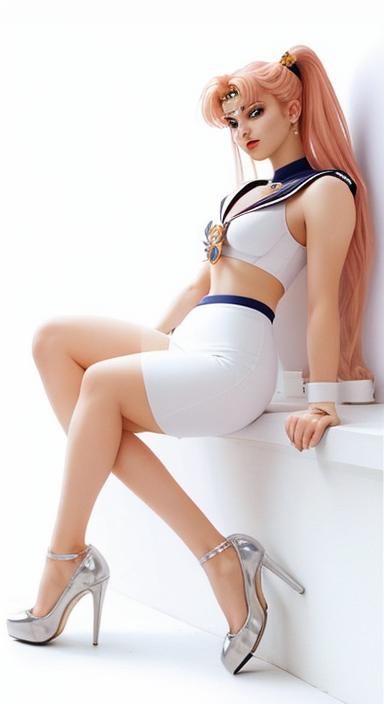 Adult Sailor Moon in Skirt and Heels