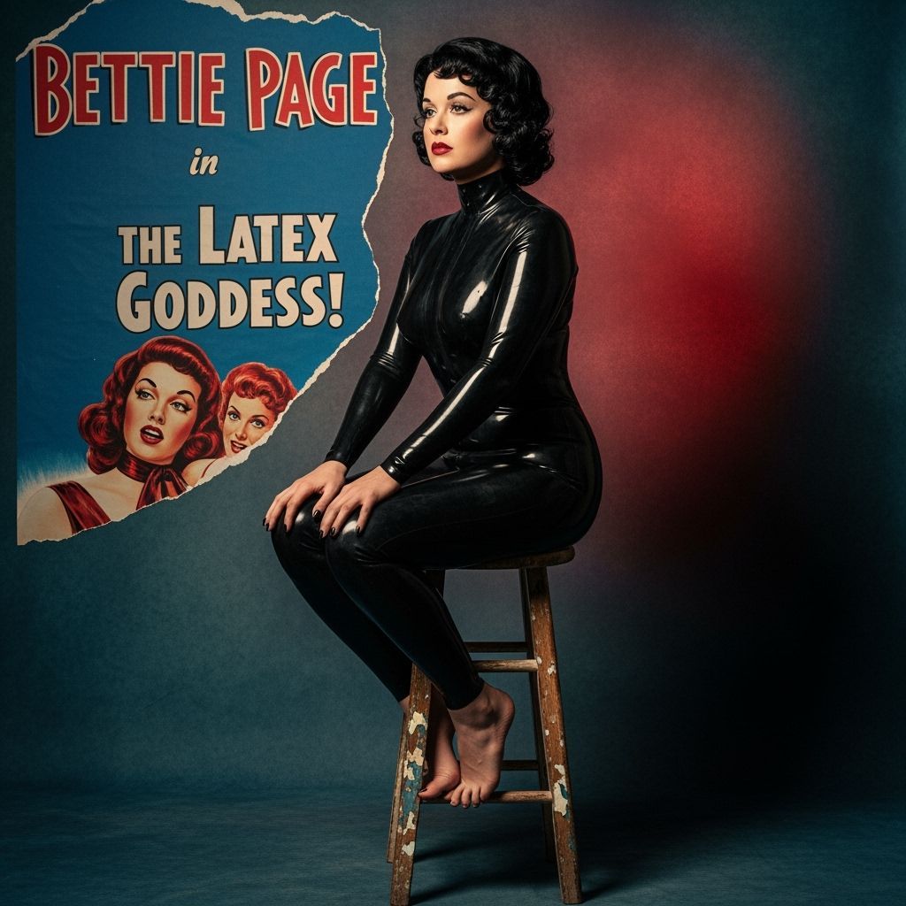 Bettie Page as Latex Goddess, Hyperrealistic Style