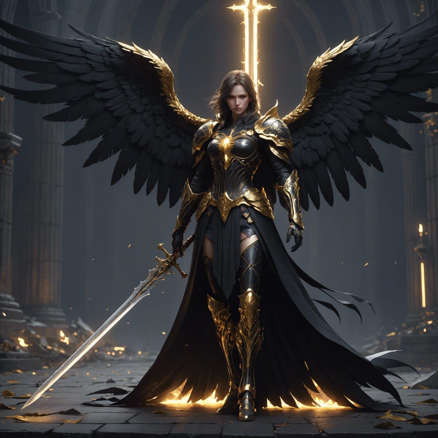 Macabre Angel of Life and Death in Anime Style