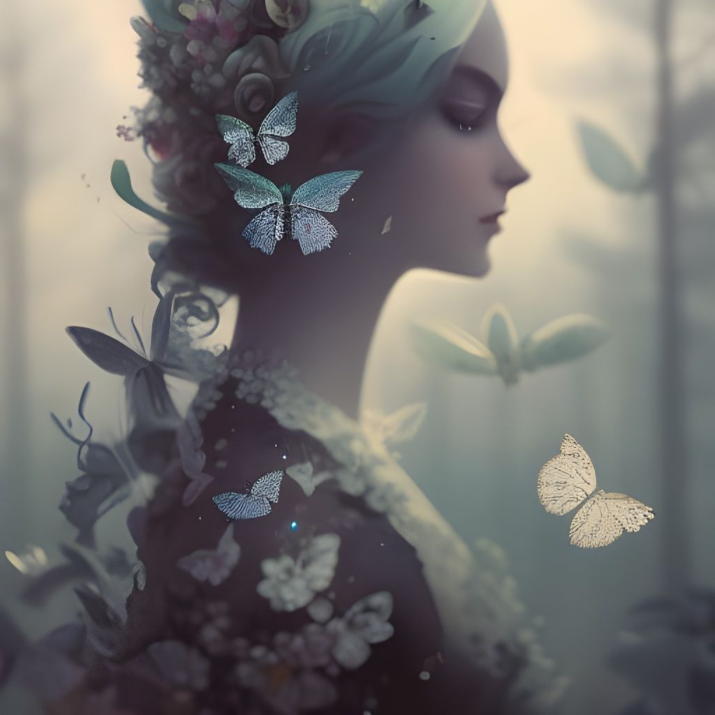Fairy Girl with Butterflies: Neo-Victorian Surreal Art