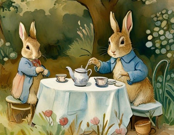 Peter Rabbit's Garden Tea Party, Illustrated Style