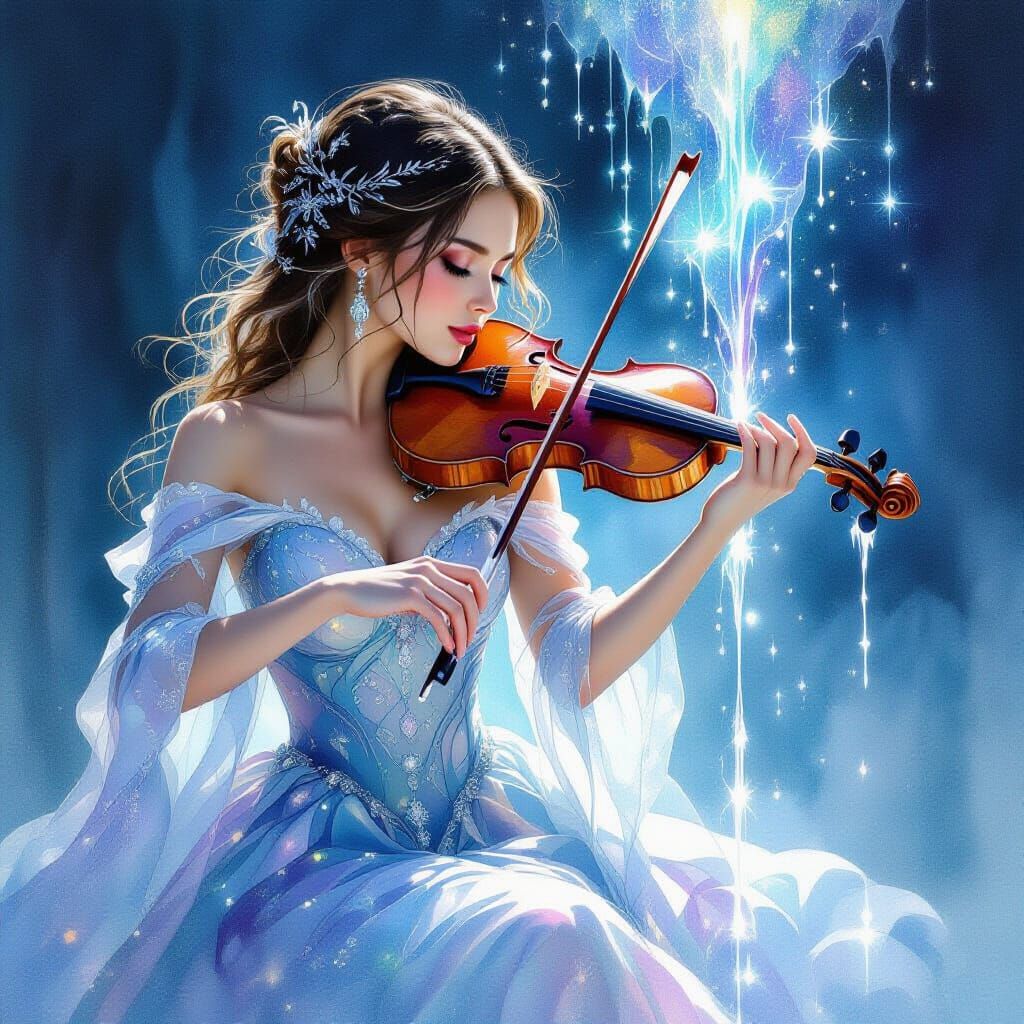 Ethereal Violinist Plays with Liquid Moonlight
