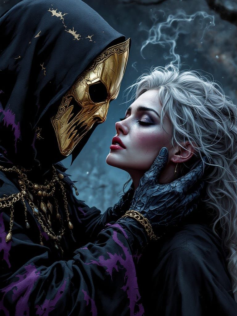 Necromancer Drains Life Essence in Comic Style