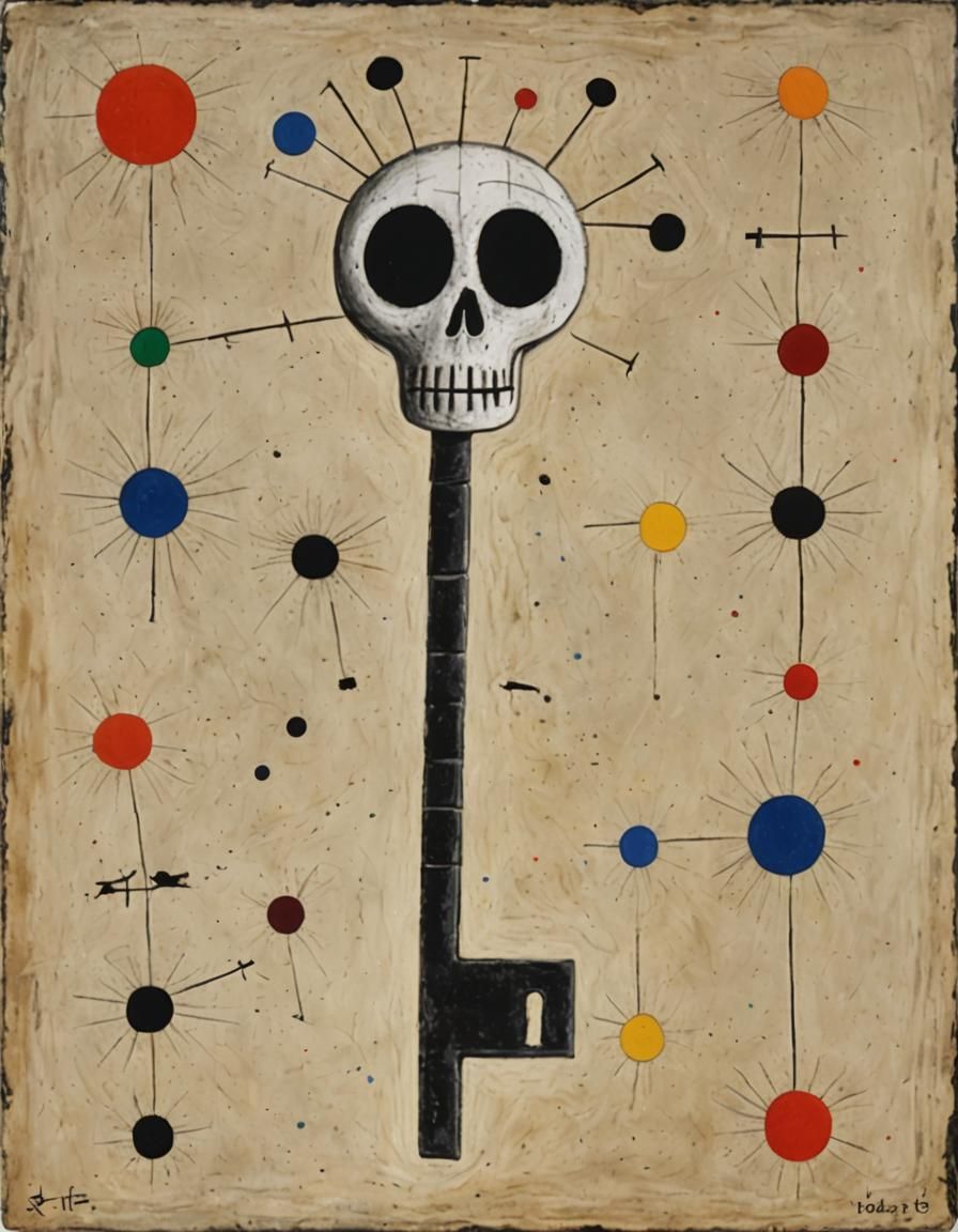 Surreal Skeleton Key in Miró Style