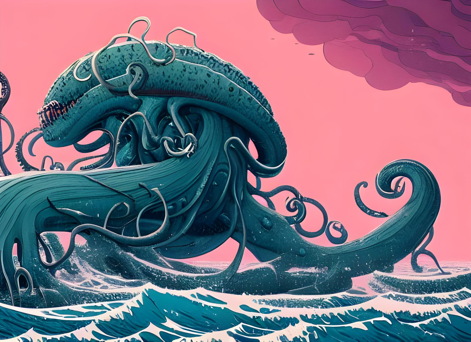 Terrifying Kraken Emerges from Stormy Seas