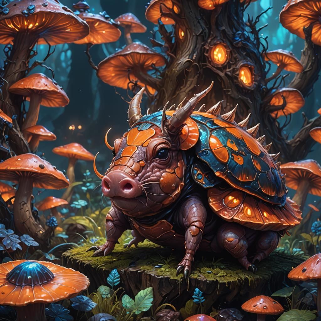 Vibrant Bug Pig Icon in a Fantasy Realm