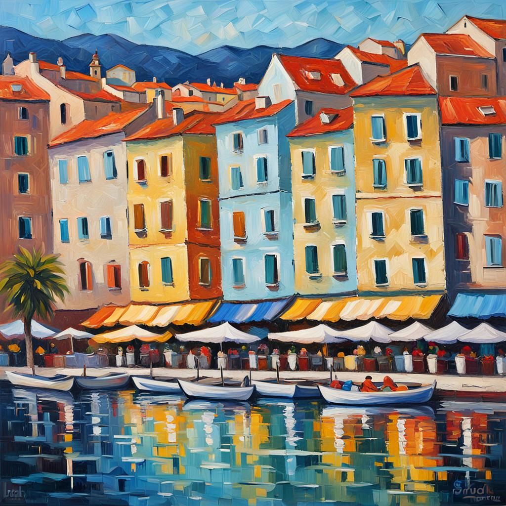 Split, Croatia in Expressionist Oil Painting Style