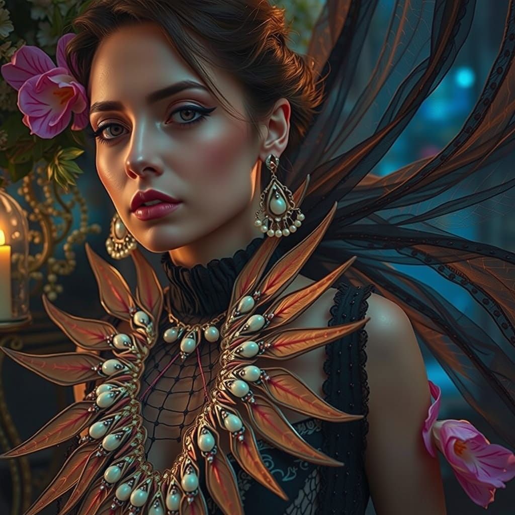 Serene Contemplation of a Mysterious Woman in Dark Elegance