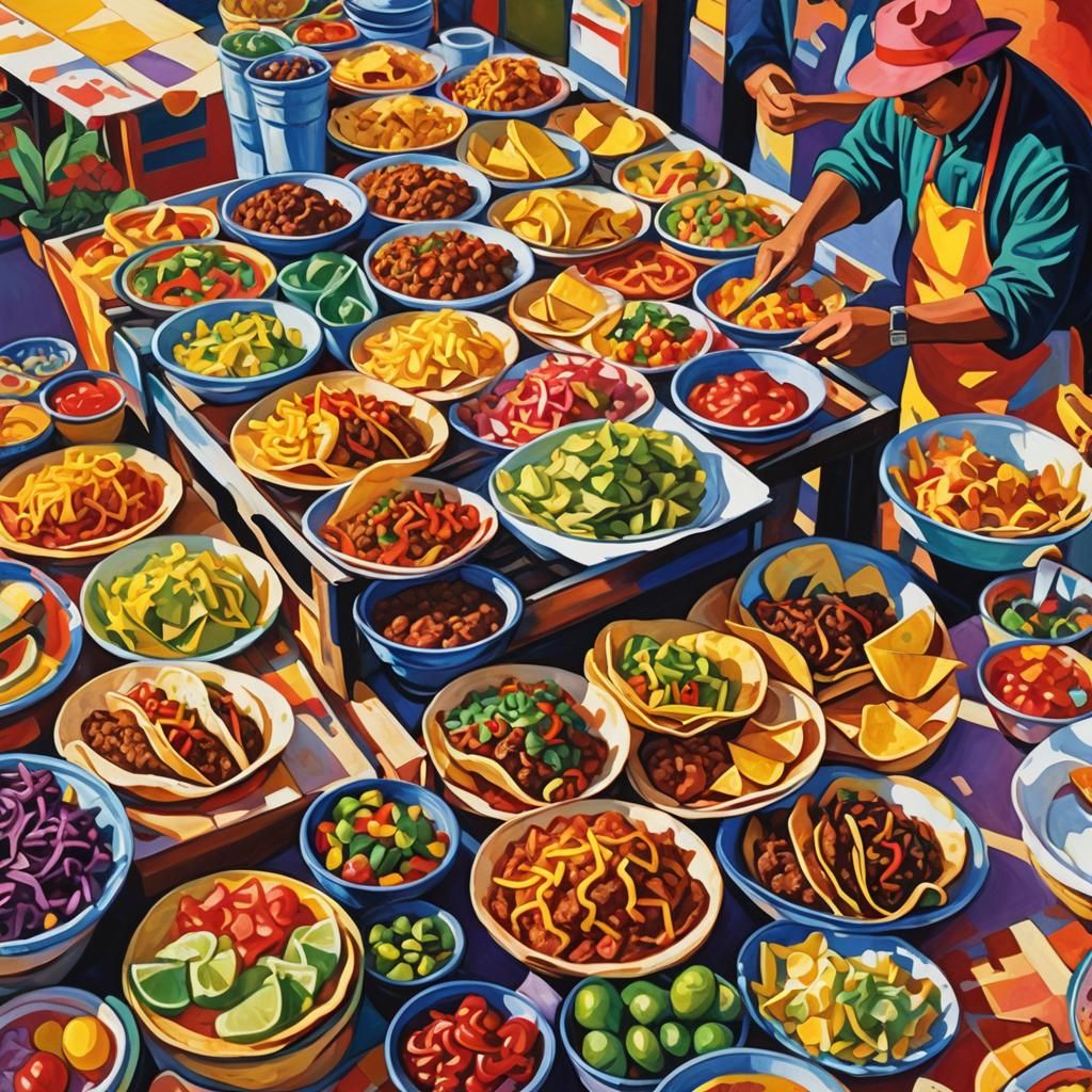 Colorful Taco Vendor in Fauvism Style
