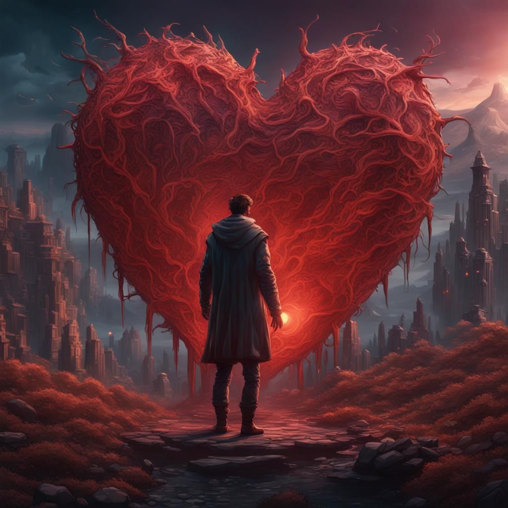 Alone Man's Fight: Detailed Matte Painting in Deep Color