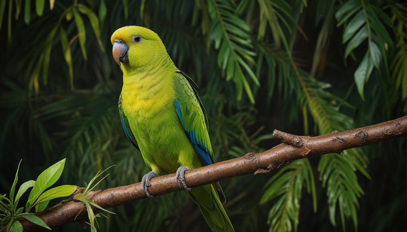 Yellow-Crowned Parakeet in Vibrant Jungle Splash Art