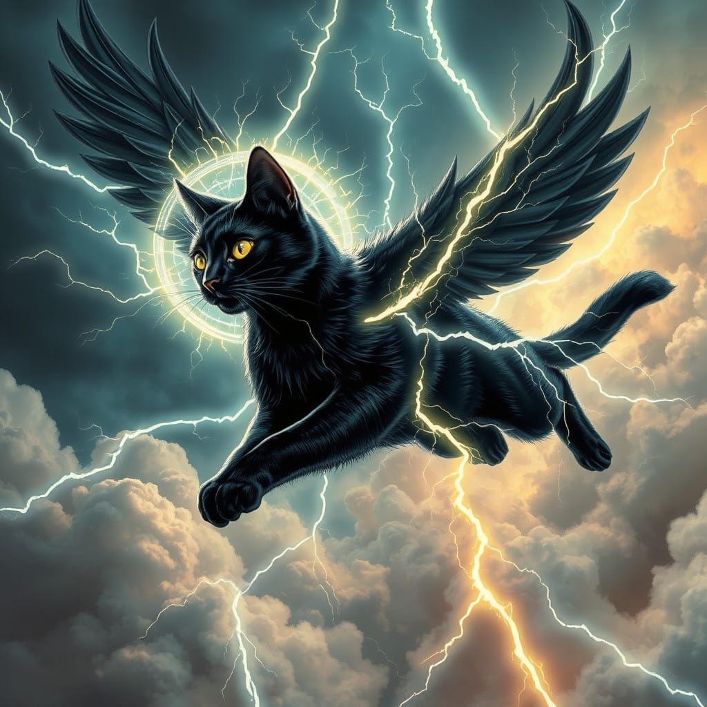 Majestic Black Cat Unleashes Electromagnetic Fury