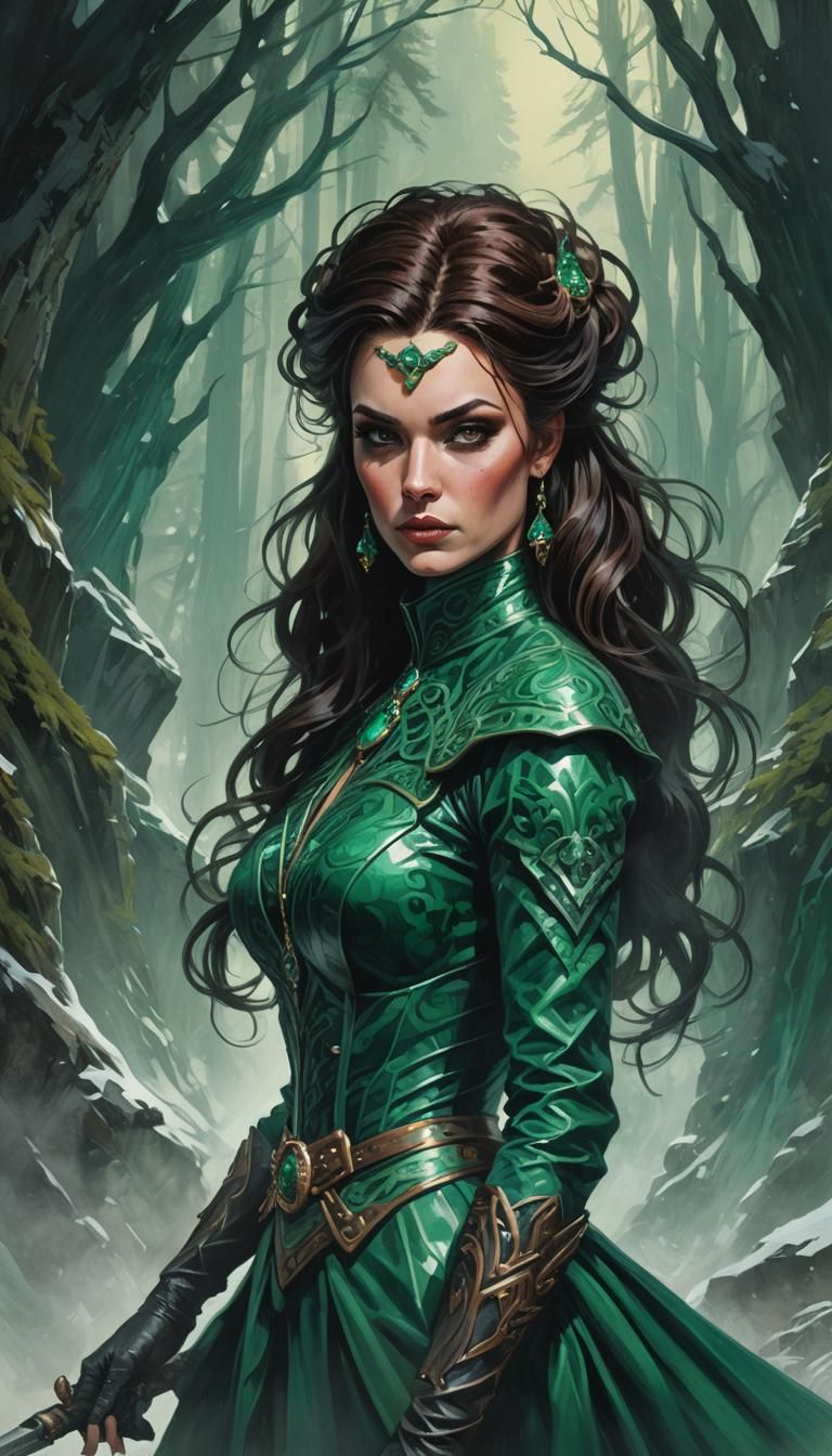 Brunette Mistress in Malachite Tones, Sinister Art