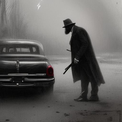 Vintage Gangster Smoking, Dark Horror Art