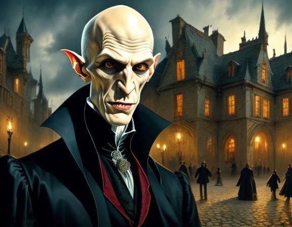 Detailed Portrait of a Nosferatu Vampire in Castle