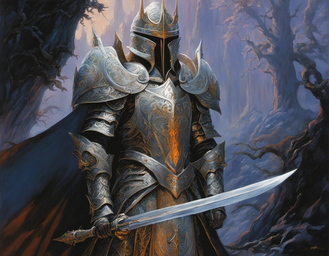 Sauron in White Elvish Armor, Tolkien Art