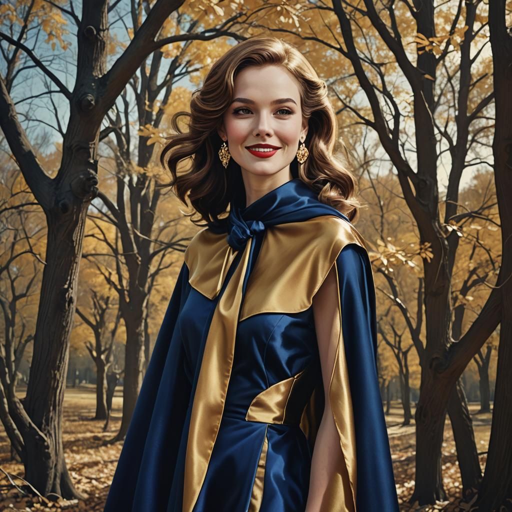 Pop Art Model in Satin Dress Illustration