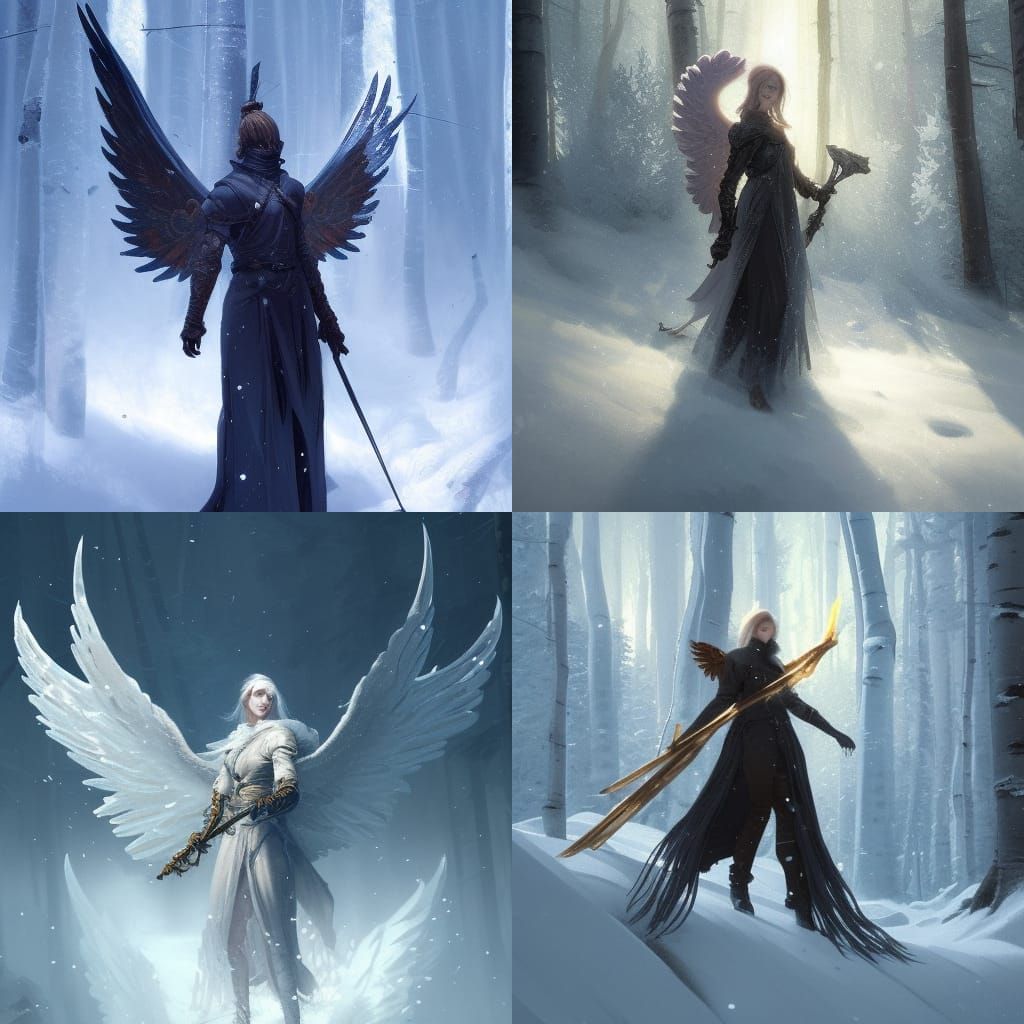Angelic Knight in Frozen Aspen Forest