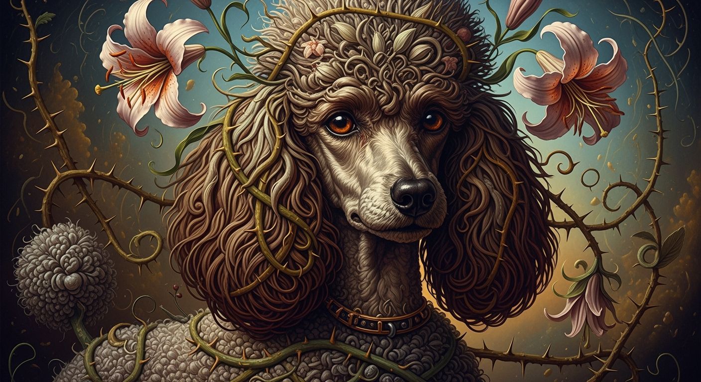 Surreal Poodle Portrait in Abstract Organic Forms