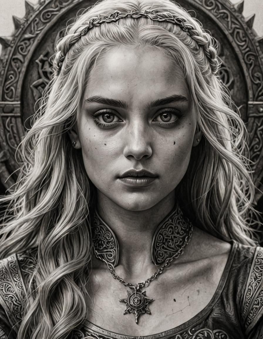 Detailed Charcoal Portrait of Rhaenyra Targaryen