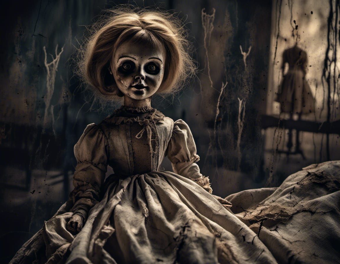 Haunted Doll in Decaying Asylum: Detailed Horror