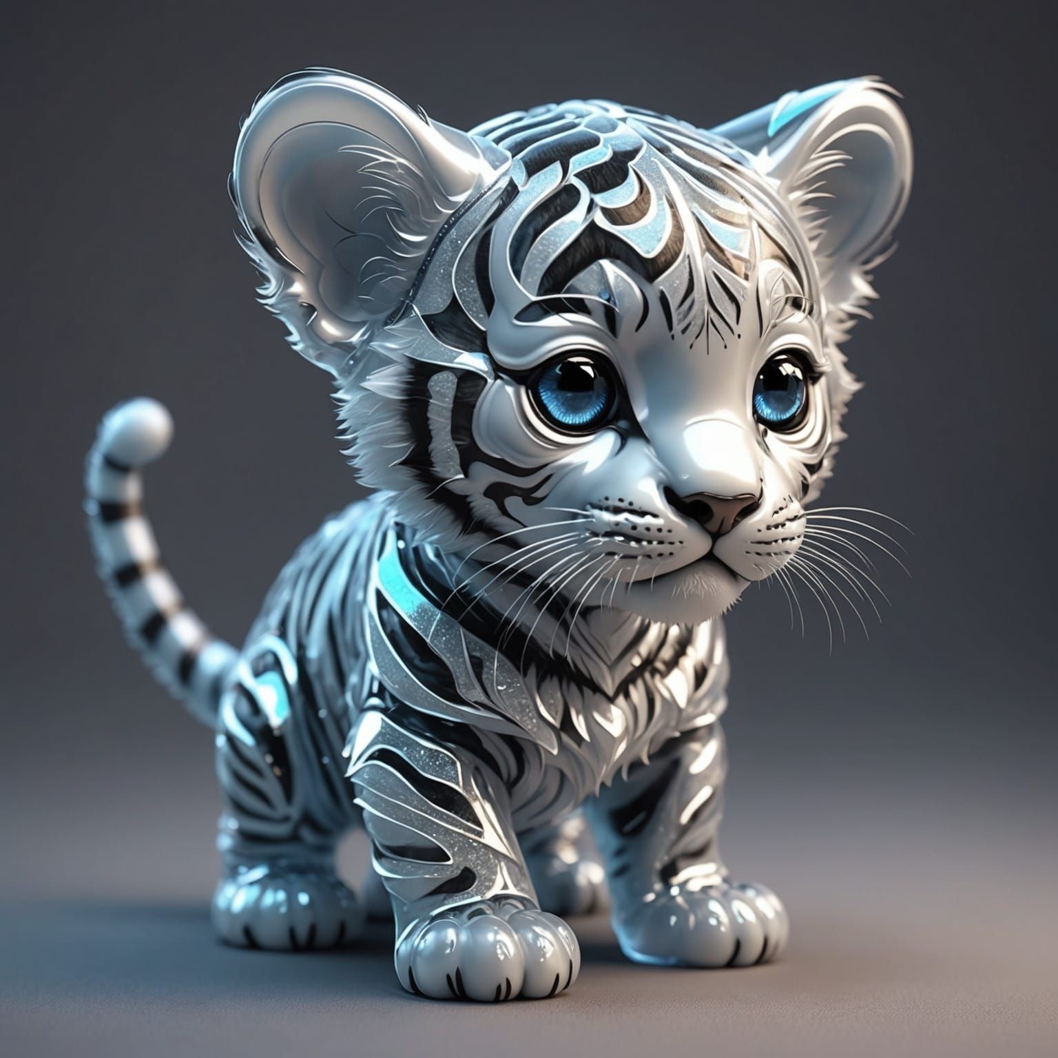 Shimmering Ghost of a Cute Tiger Cub