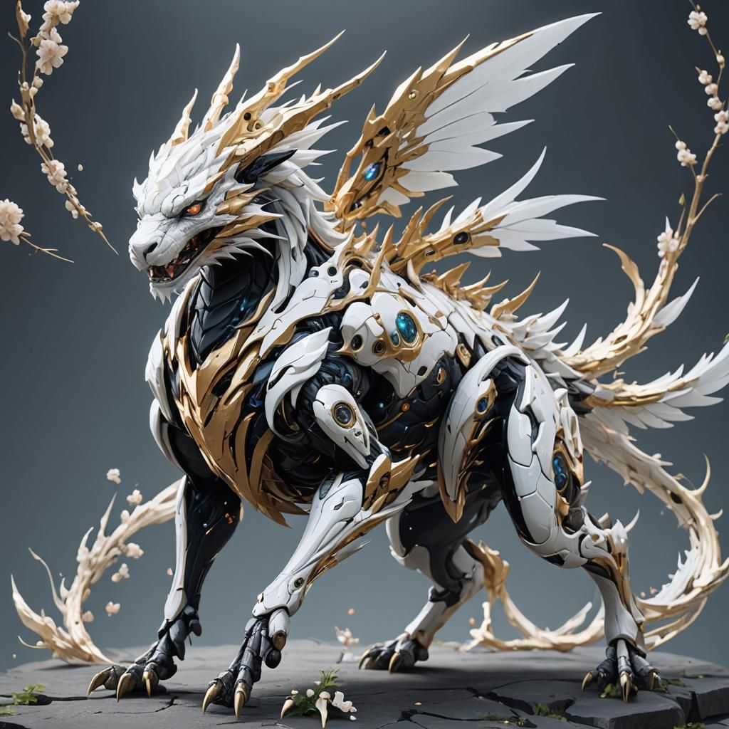 Detailed 3D Anime Hybrid Creature Concept Art