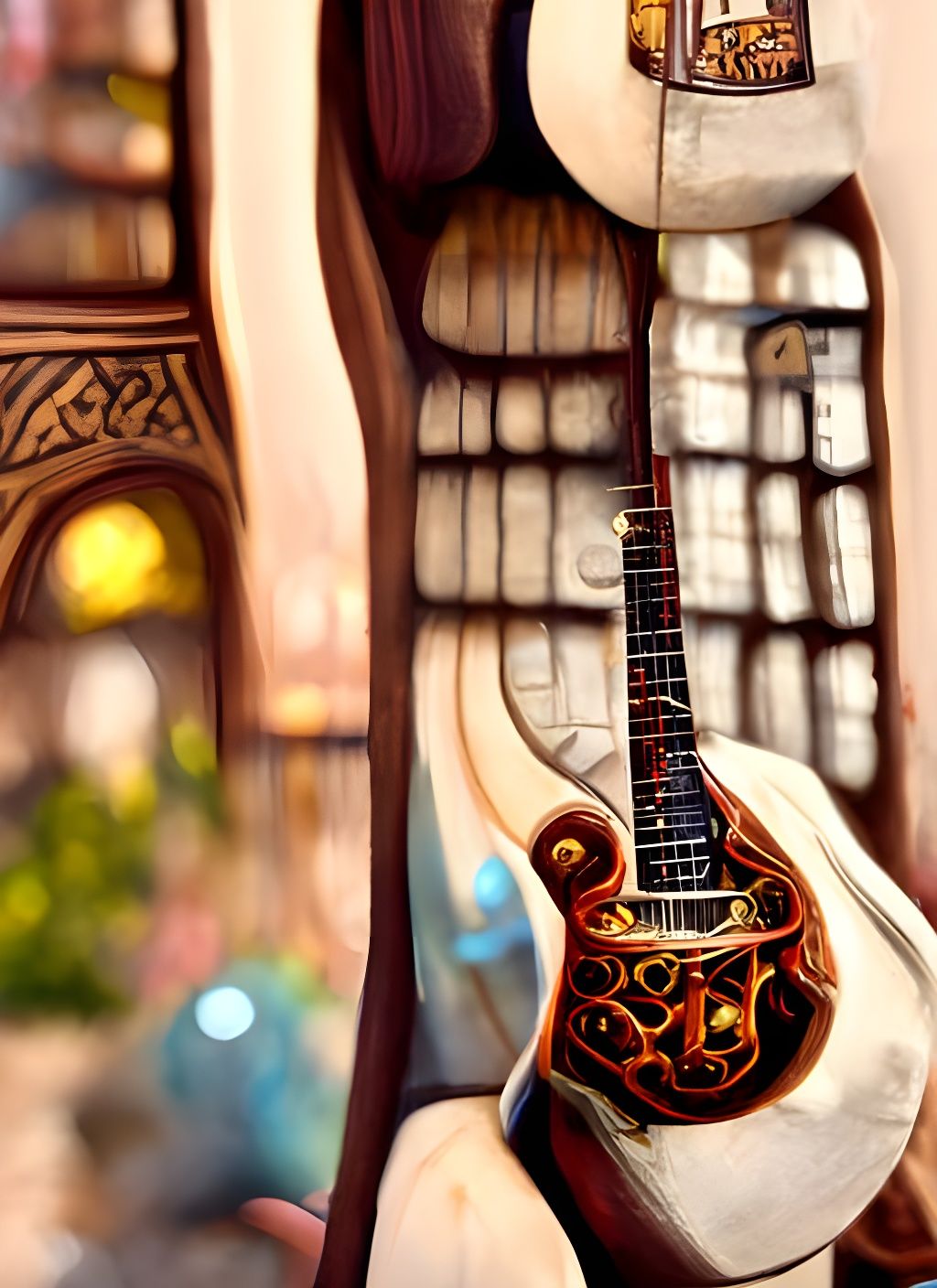 Intricately Detailed Guitar Player as Matte Painting