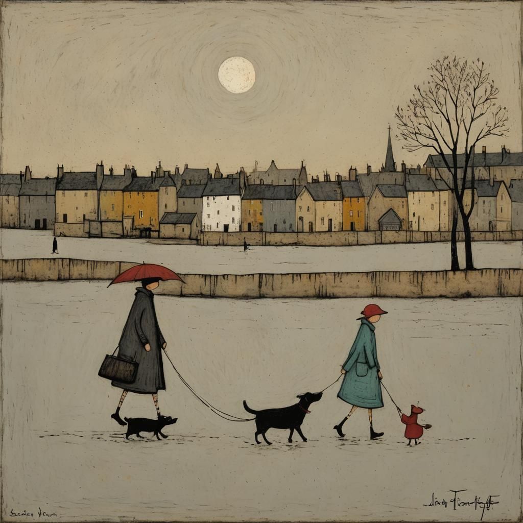 Charming Naive Art Scene of Domestic Life