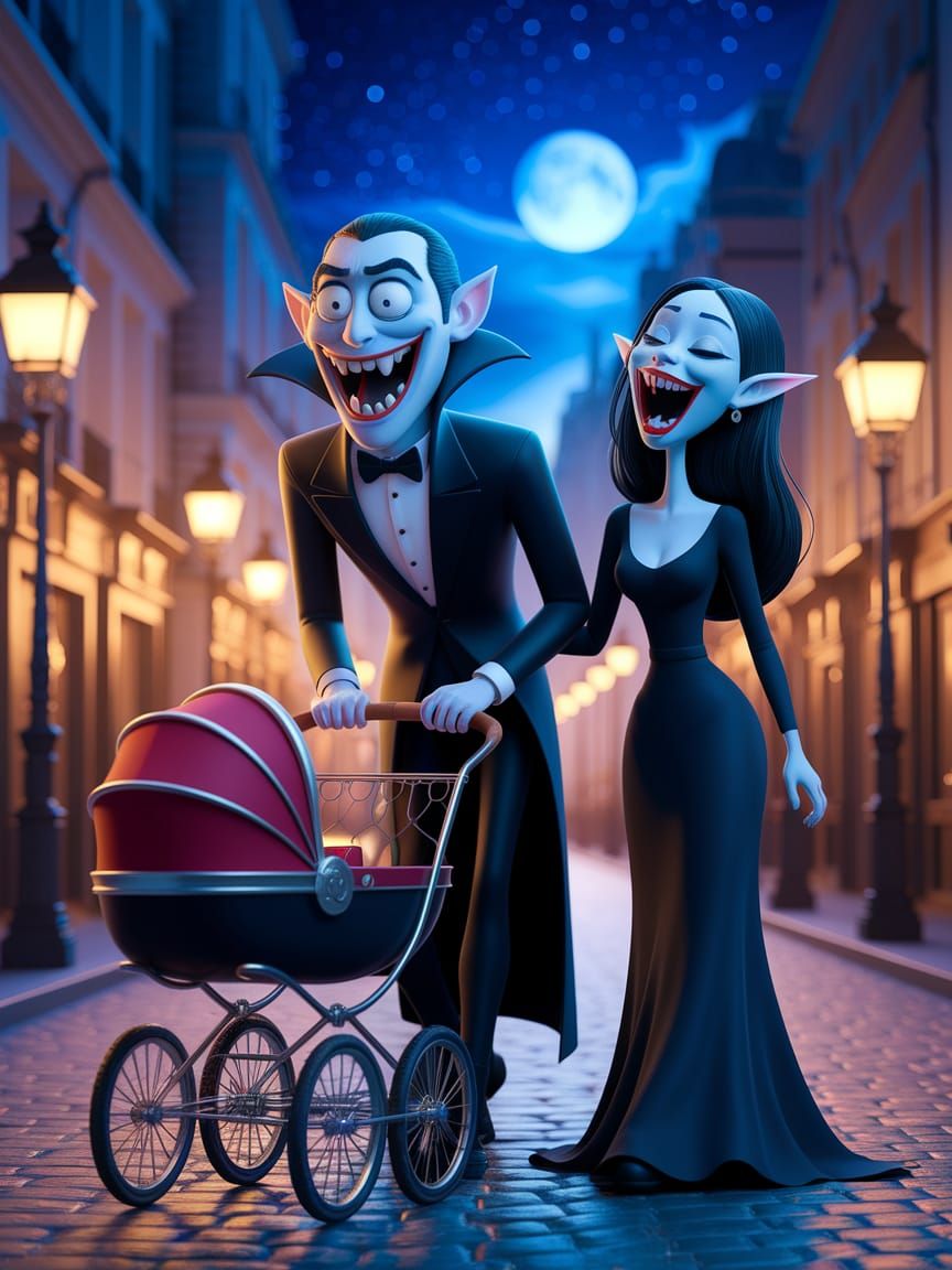 The Vamps couple out for a stroll with baby Vamp