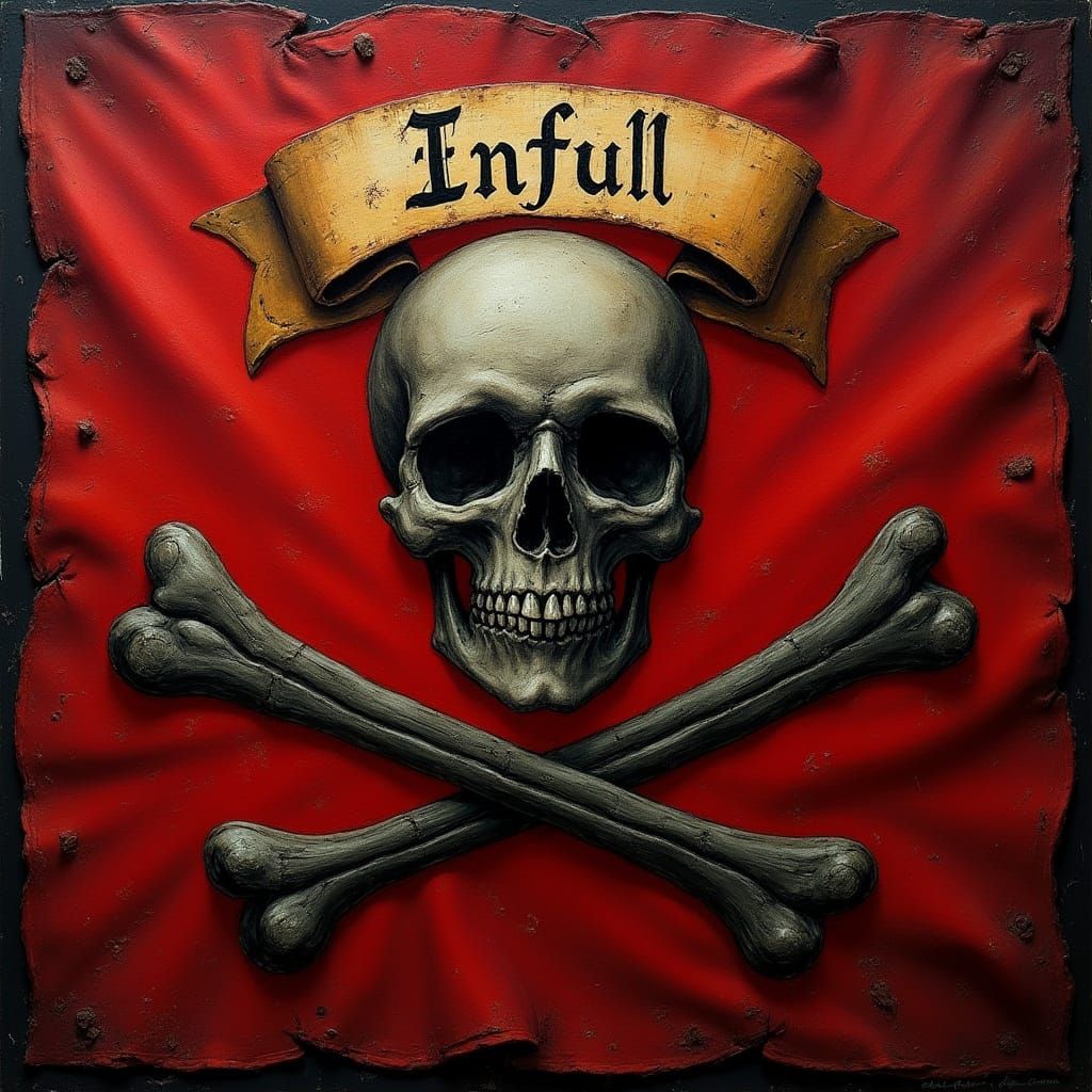 Vibrant 17th-Century Pirate Flag with Golden Banner