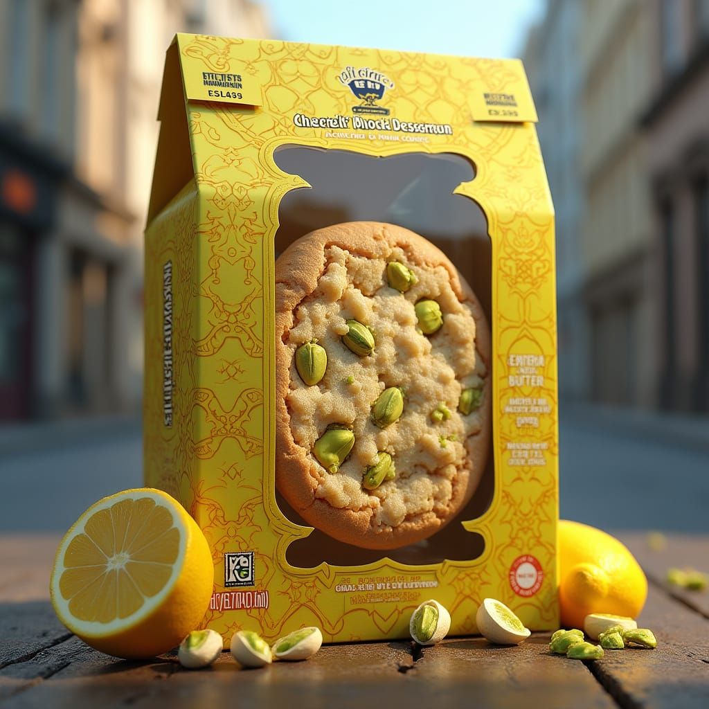Lemon Pistachio Cookie Packaging: Concept Art Design