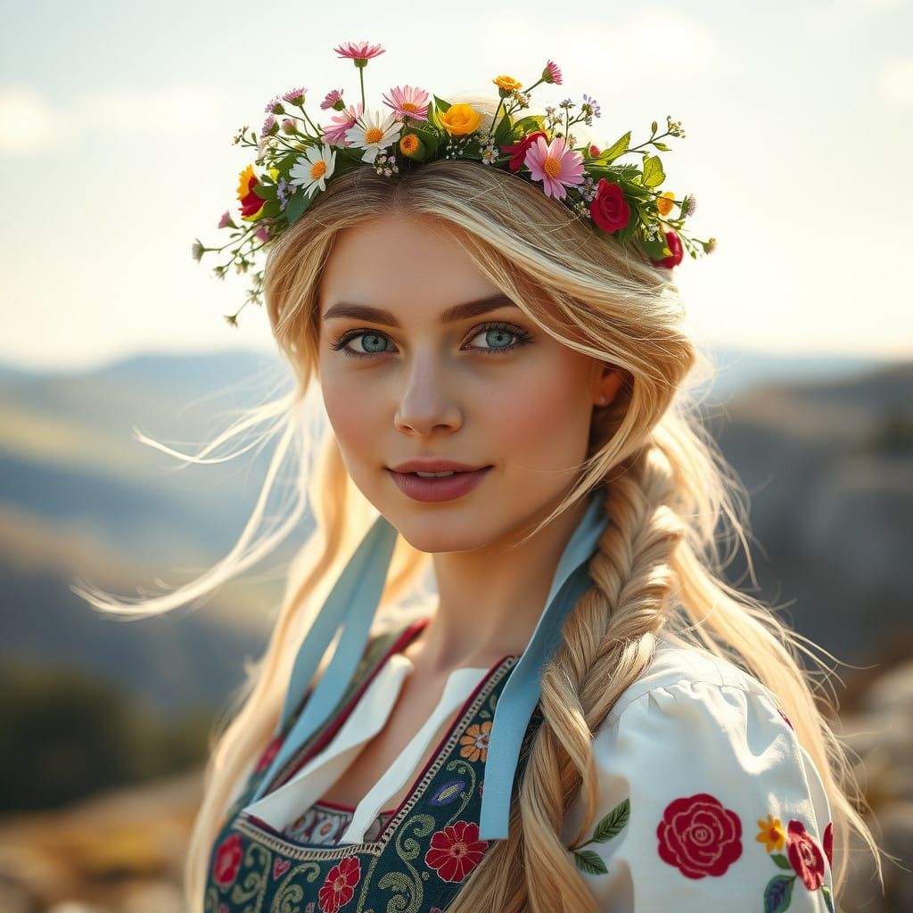 Delicate Springtime Beauty in Traditional Norwegian Bunad