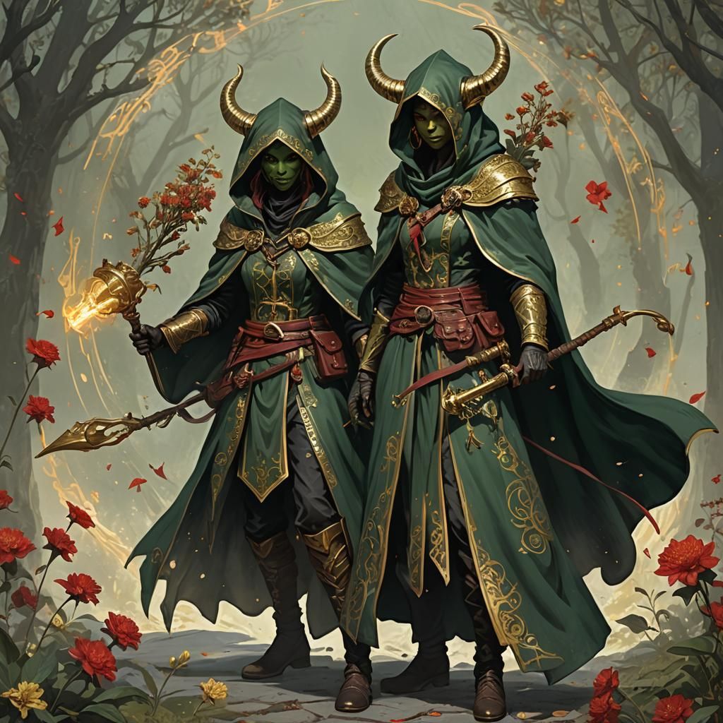 Tiefling Cleric with Flail in Dark Fantasy Style