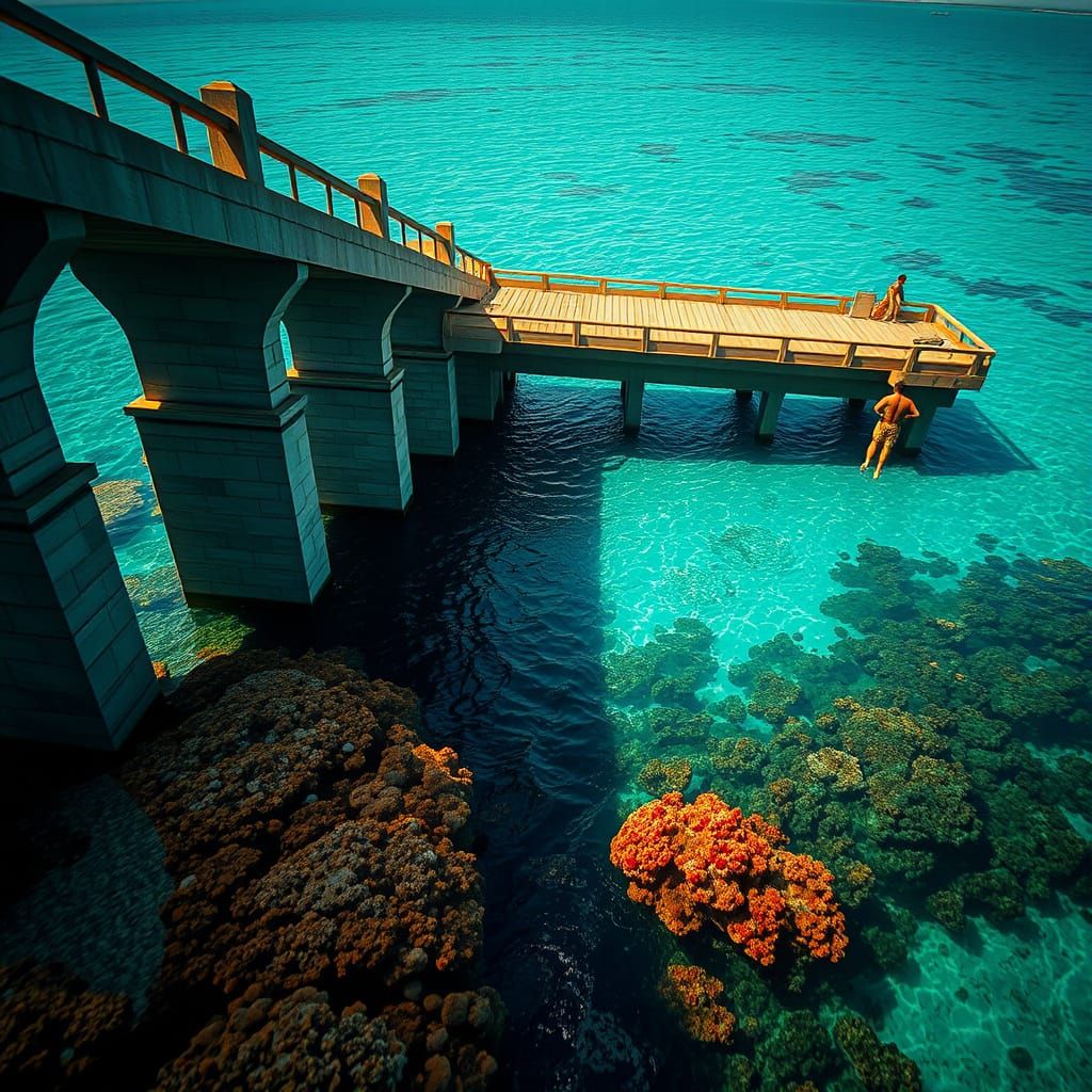 Diver Leaps into Crystal Waters of the Maldives